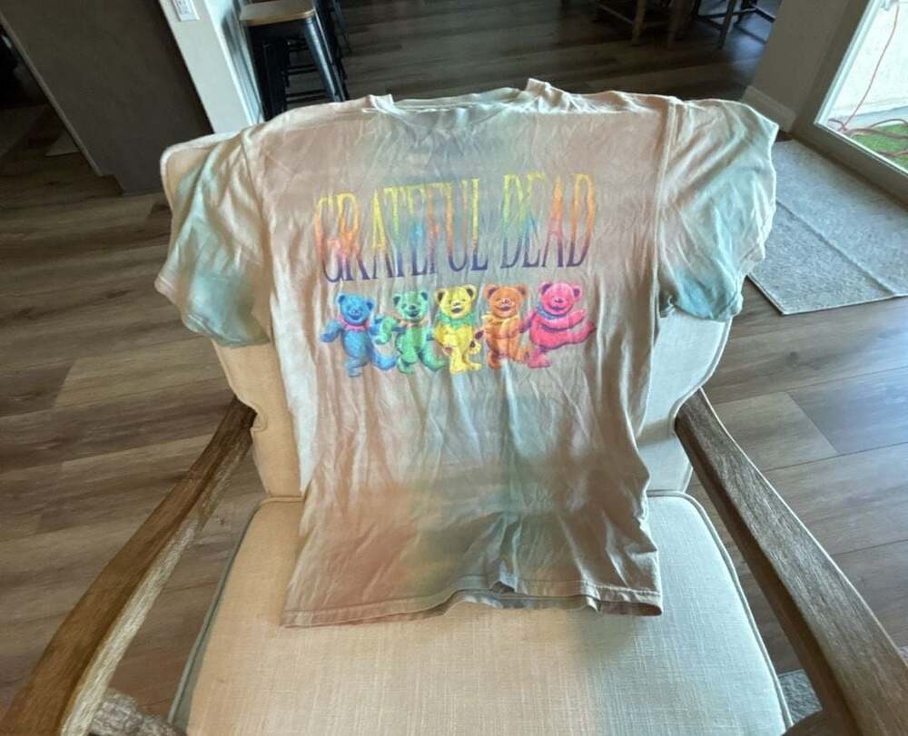 Grateful Dead Dancing Bears Rainbow Text Tie-Dye Graphic T-Shirt